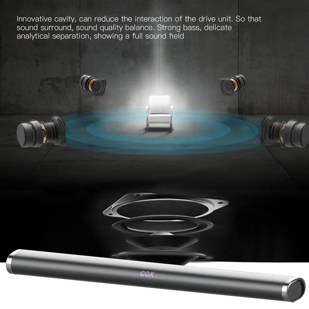  LESHP 2.0 Channel Wireless Sound Bar with Remote Control Speaker Stereo Soundbar for Home Theater S