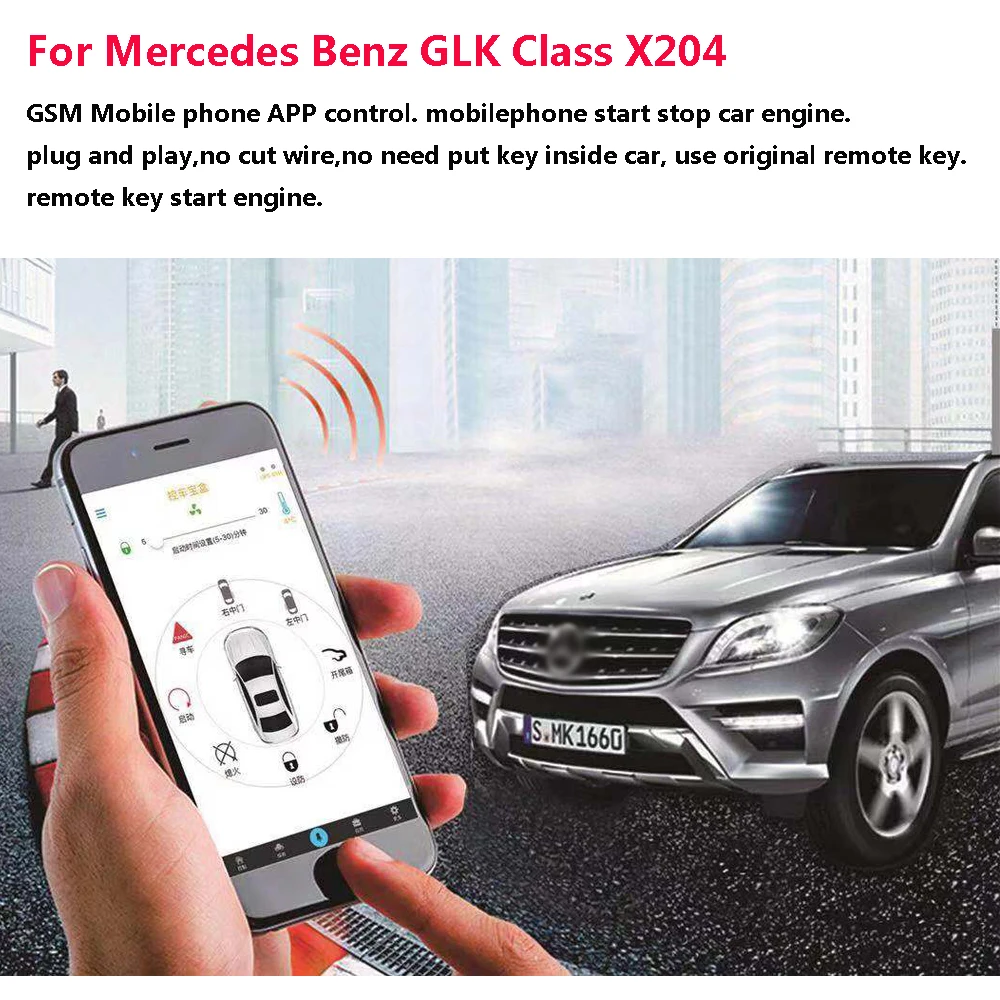 PLUSOBD телефон gps трекер для Mercedes Benz GLK X204 GSM модуль автомобиля дистанционного запуска зажигания двигателя plug and play Простая установка