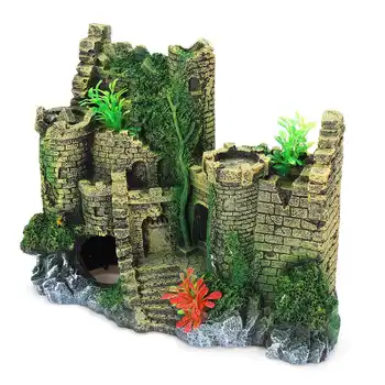 

Artificial Fish Tank Castle Resin Aquatic Landscaping Aquariums Decoration Ornaments Rock Cave Building 19 x 8 x14.5cm