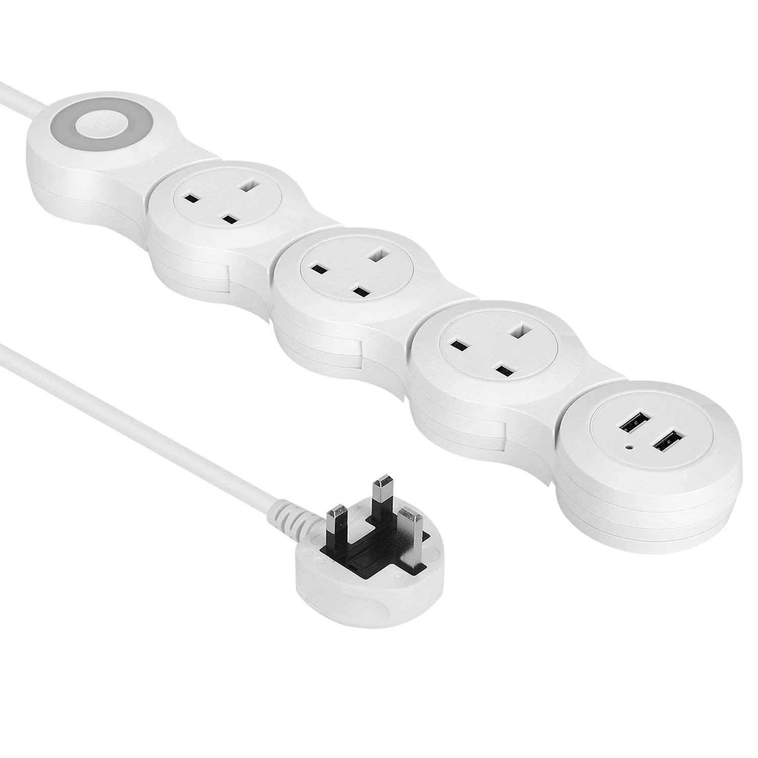 Multiple Power Strip UK Plug Socket with USB Indicator Light Flexible