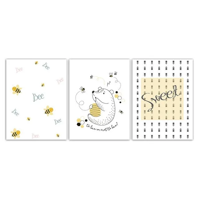 

Modern Creative Minimalist Animal Poster Bee And Bear Wall Painting Nordic Style Canvas Home Art Decorative Painting Hd Prints