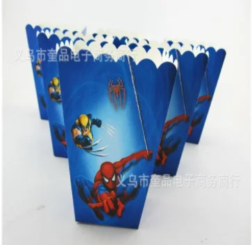 Popcorn Box-6pcs 1, 2, 3, 4, 5, 6, 7, 8, 9 st принадлежности для дня рождения праздничные украшения: воздушные шары, скатерть с человеком-пауком, декор для детского душа - Цвет: Popcorn Box-6pcs