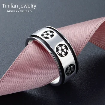 

Simple Temperament Cool Football Men's Ring S925 Sterling Silver Drop Oil Closed Ring Male Thumb Ornament