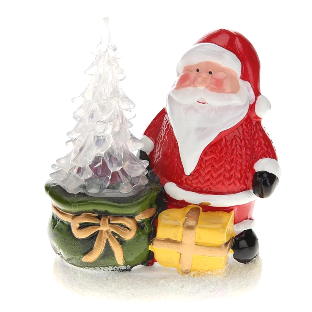 

Tree Ceramic Santa Claus Decorative Home Stand Gift Light Desk Ornament Colorful Painted Portable Christmas Party