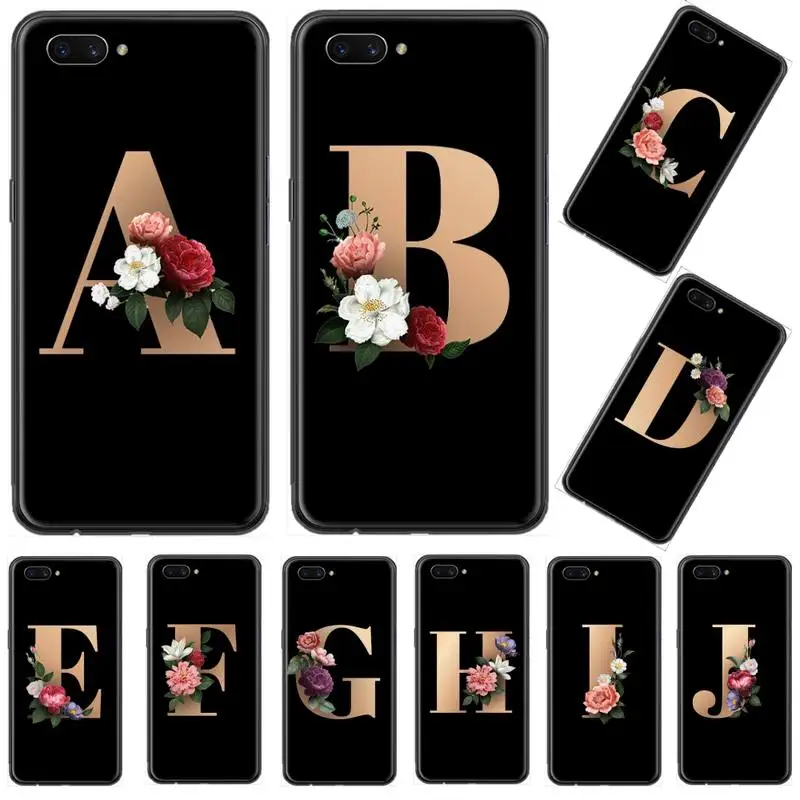 

Black letters name flowers Phone Case For OPPO R9 R11 R15 R17 RENO Realme S PLUS Normal 2z 3 5 C2 pro