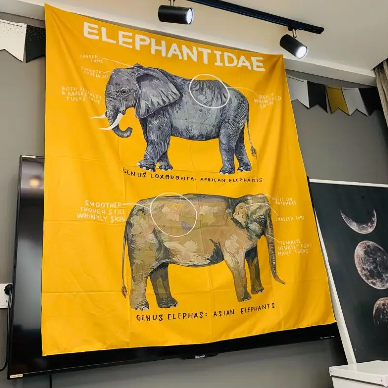 

Cartoon Elephant Clothing Hanging Tapestry Polyester Hanging Tapestries Yoga Mats Yellow Wall Tapestry TV Cover Cloth Wall Decor