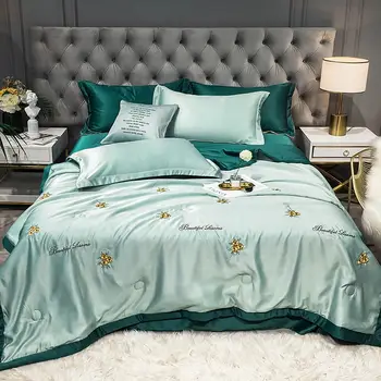 

Papa&Mima cool touch Fabric Silkly Summer Nap Quilt Set Modal Embroidery Blanket Bedspread Sheet Pillowcases