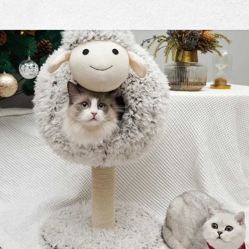 

Cute Sheep Cat Kennel Summer Cat Tree Toy Happy Paradise Cat Tree Cat Bed Kitten House Scratching Post Pet Furniture Supplies