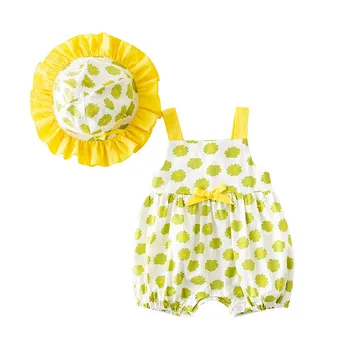 

2020 Summer Newborn Baby Girl Cute Flower Romper with Hat