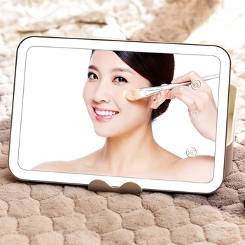 

Touch led makeup mirror desktop fill light HD makeup mirror USB charging smart tablet storage mirror Countdown LCD