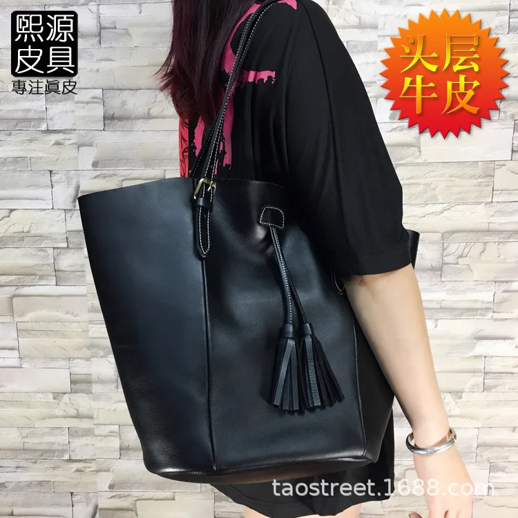 

WOMEN'S Leather Bags Full-grain Leather Handmade Shoulder Bag Bag Fashion Simple Large-Volume Women's Large Tote Bag