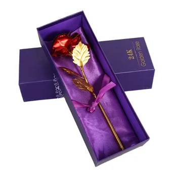 

24K Gold Foil Rose Dried Flowers With Photo Base Colorful Nude Flower Valentine's Day Gift Glossy Gold Rose Creative Gold Rose