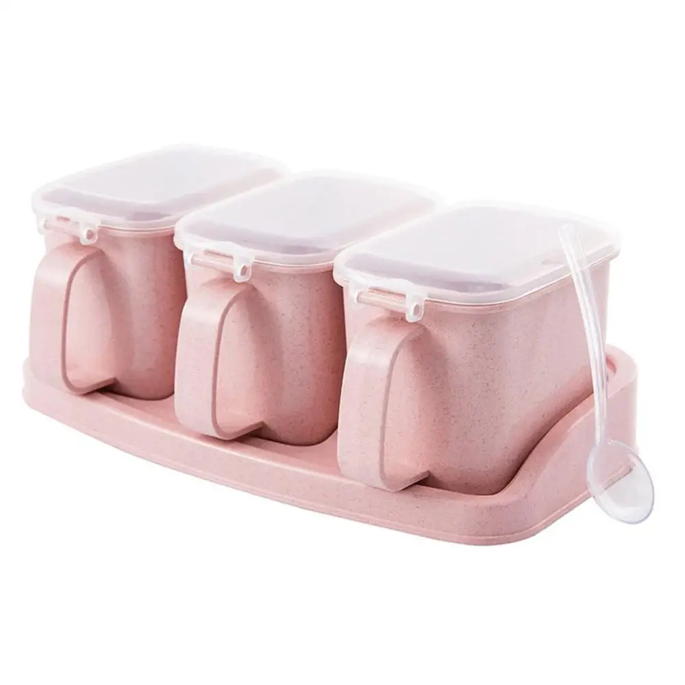 3 layers pink 4 слоя в скандинавском стиле многослойная приправа банка с ручкой сахарный перец солевые банки хранилище специй контейнеры кухонный инструмент 2 вида цветов - Цвет: 3 layers pink