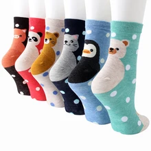 Cotton Socks For Women Harajuku funny Socks Cute Cartoon Fashion street Autumn Winter Print Female Sox 3 pairs/lot#F