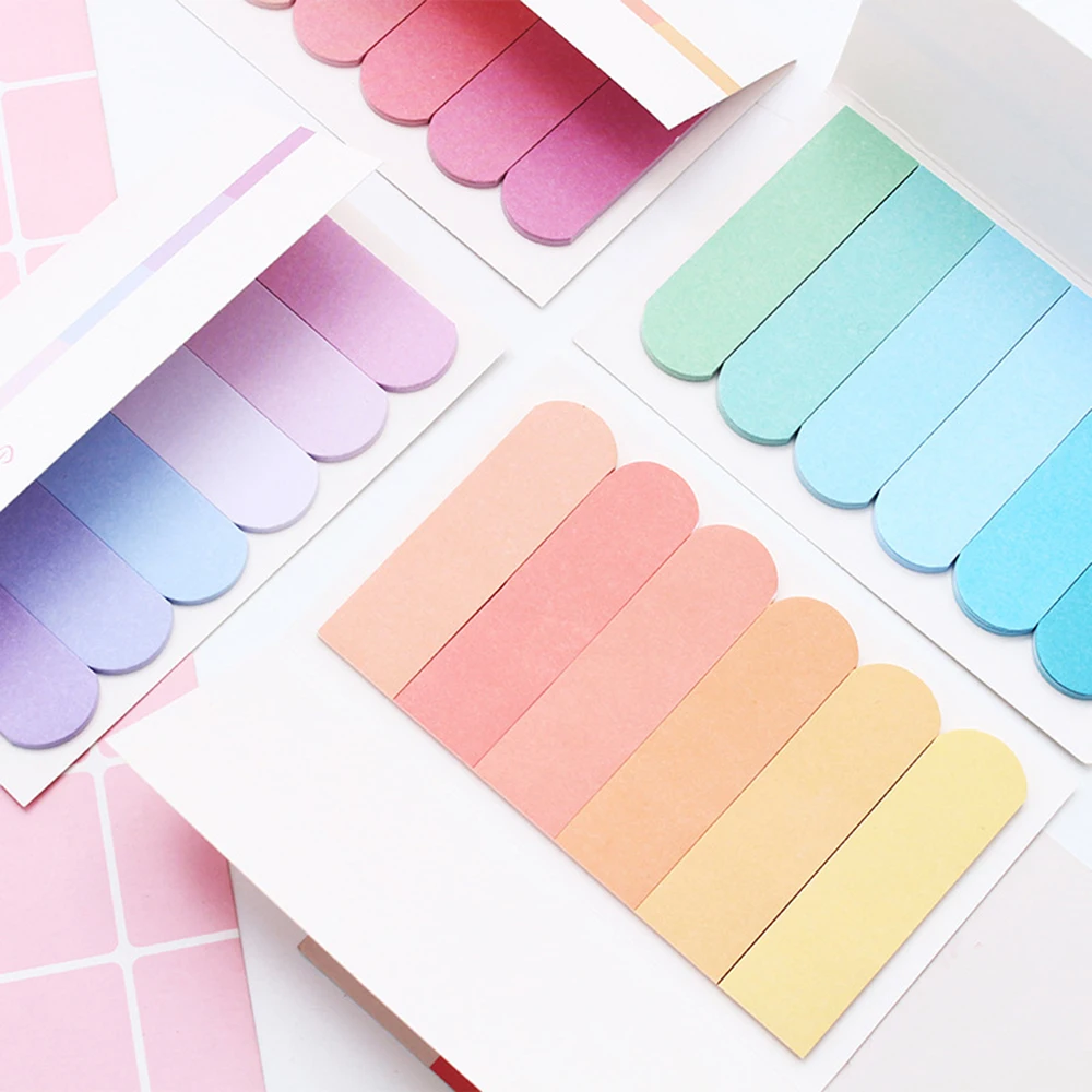 2pcs Colorful Gradient Sticky Tabs Mini Sticky Notes Page Marker Bookmark Labels Home Office Work Accessories