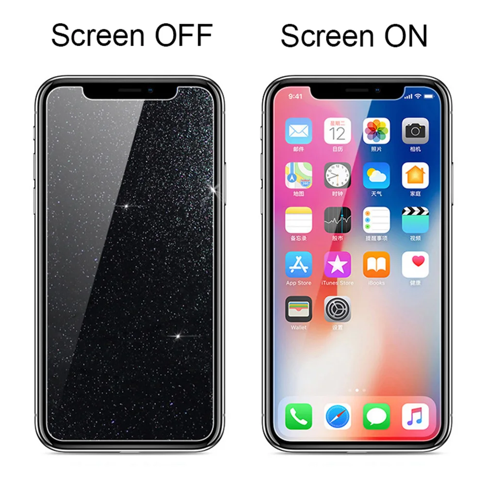 Diamond Glitter Tempered Glass For iPhone 13 Mini 12 11 Pro MAX XR 7