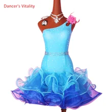 Танцевальное платье для латинских танцев на одно плечо для девочек, платье для латинских танцев, платье для сальсы, самбы, танго, бальных соревнований