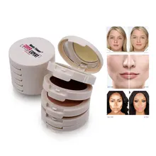 Многослойный 5 цветов консилер макияж пудра дышащая контурная Палитра с зеркалом