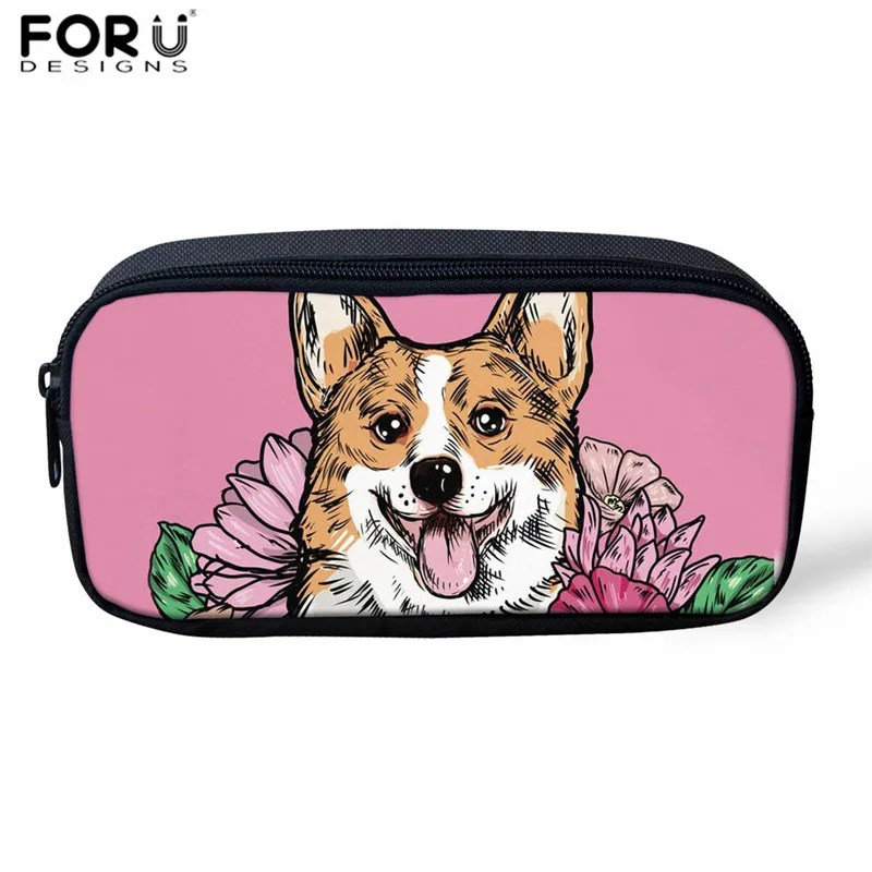 FORUDESIGNS Kawaii косметичка для макияжа детей девочек мальчиков корги печати большой пенал на молнии школьные принадлежности подарки