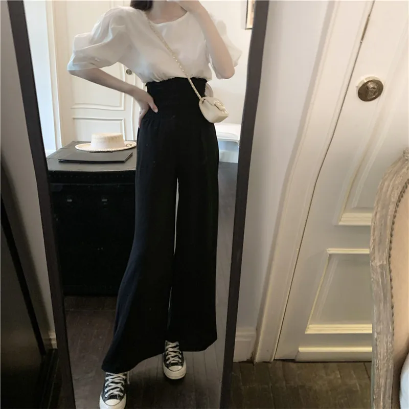 Женская Летняя мода 2019 комплект из двух предметов белая рубашка с пышными