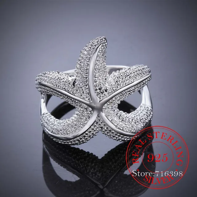 Anillos de plata esterlina 925 para Mujer y hombre, accesorio de alta calidad, con cristales de estrella de mar, infinito, 925