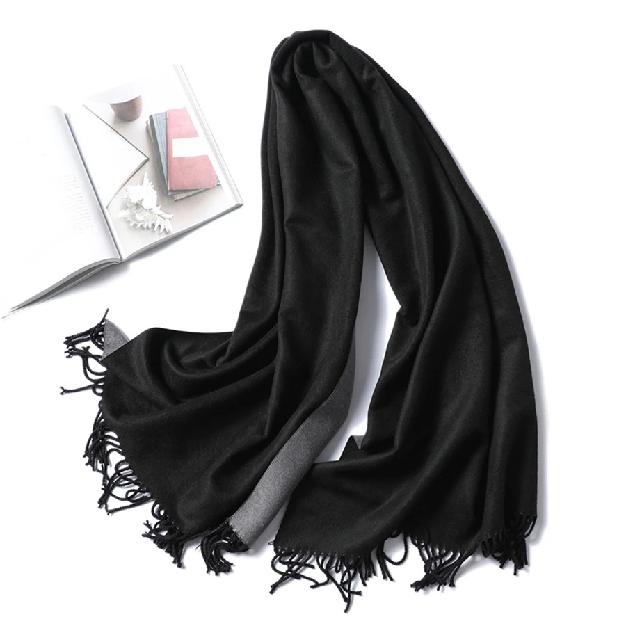 Girita, зимний женский шарф, кашемировый, толстый, теплый, шарфы, большие, одноцветные, с кисточками, Женская шаль, обёрточная бумага, для девушек, высокое качество, Пашмина, хиджабы