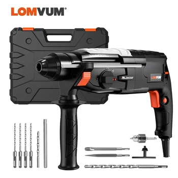 

LOMVUM 220V AC Electric Hammer Drill With Bits Accessories 3 Function Rotary Hammer Powerful Industrial Impact Drill