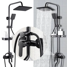  Bathroom Faucet Matte Black Rain Shower Bath Faucet Wall Mounted Bathtub Shower Mixer Tap Shower Set Shower Faucet 