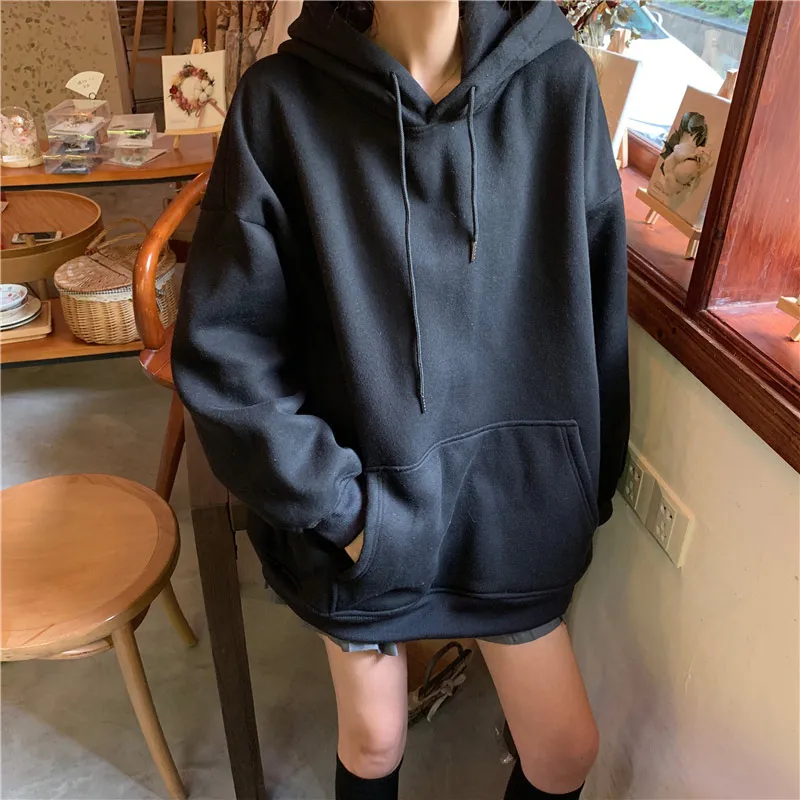Graffiti Black Бархатная Женская толстовка с капюшоном размера плюс 3XL, зимняя женская толстовка с длинным рукавом, теплая Женская толстовка, корейский Повседневный Женский пуловер - Цвет: Graffiti Black