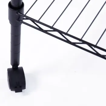 

5-Layer Plastic Coated Iron Shelf with 1.5" Nylon Wheels 165*90*35 Black