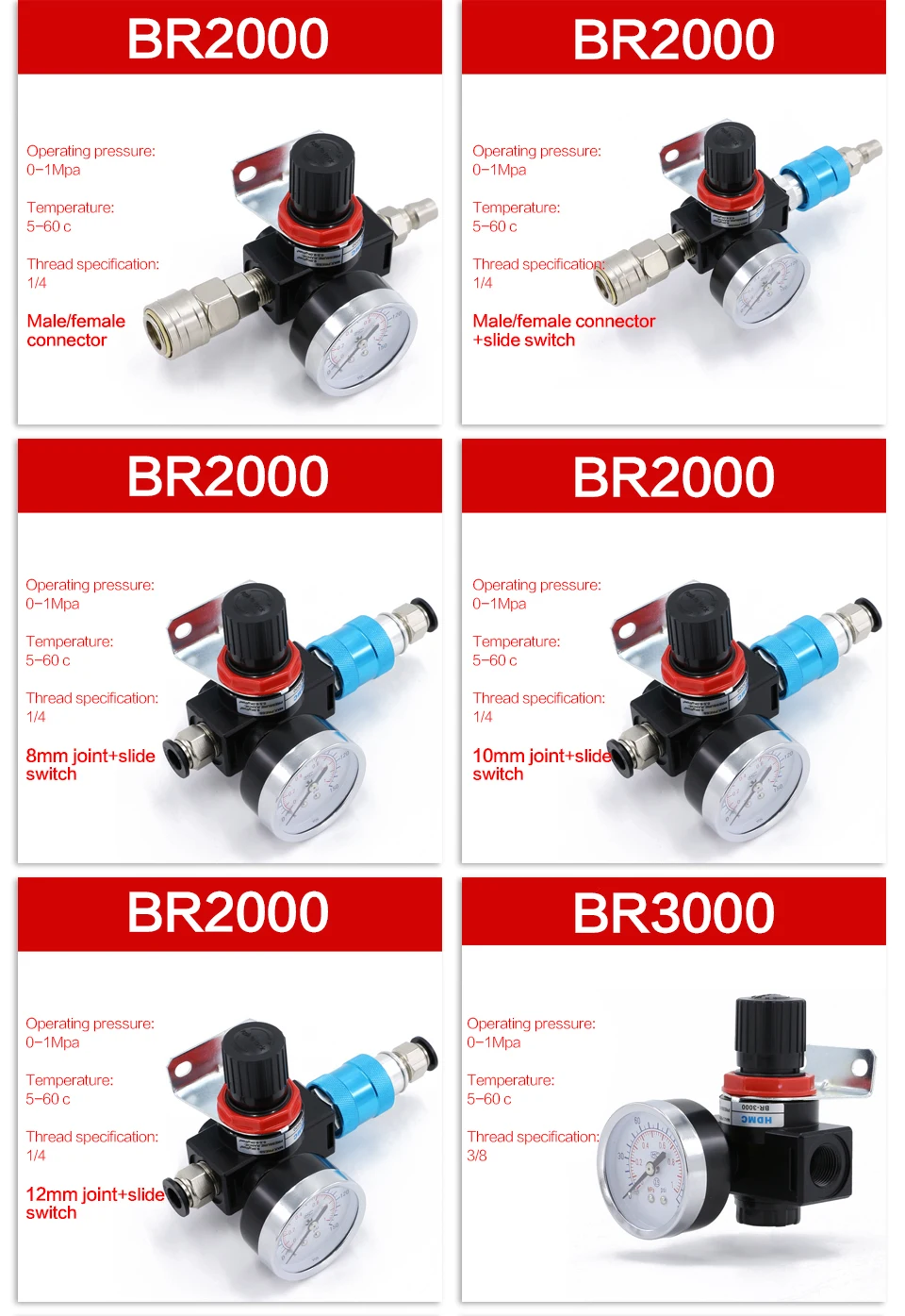 Free shipping Pressure regulating valve pneumatic adjustable BR2000 pressure reducing valve BR3000 regulating valve BR4000