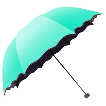 

New Lady Princess Magic Flowers Dome Parasol Sun/Rain Folding Umbrella Prain Women Transparent Umbrella Knuckles For Women