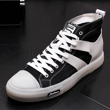 

Fashion Hip Hop Canvas Shoes Men's Canvas High-Top Edition Vogue Casual Shoes Men's sports Wild shoes Vulcanized canvas shoes