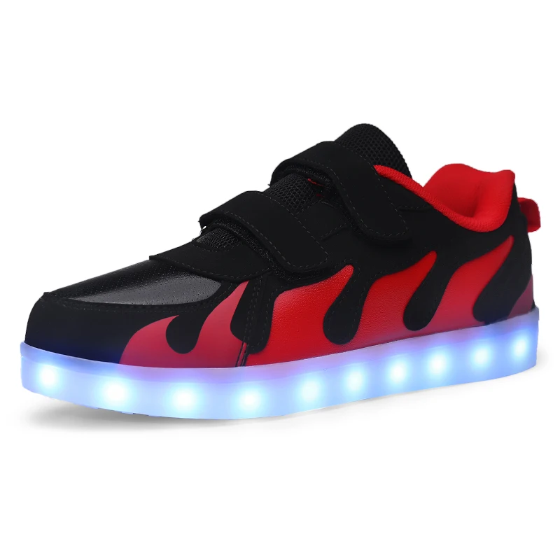Red ULKNN Tenis светящиеся кроссовки светодиодные кроссовки для мальчиков и девочек светильник обувь для детей светящаяся обувь Размер 28-40 tenis infantil - Color: Red