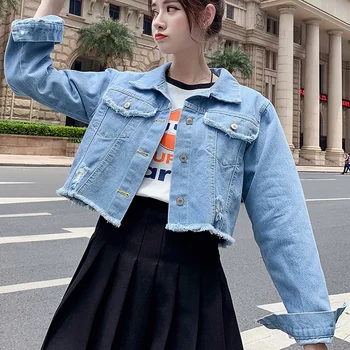 

Denim Jacket Female Short Paragraph Loose Fashion Net Red Models Wild Casual Shirt 2020 Spring And Autumn