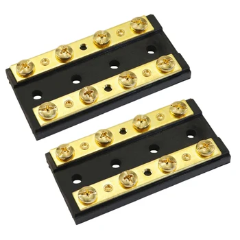 

2Pcs Car 4 Gang Duel Buss Bar Block Positive & Negative 8 Terminal 32V 60A