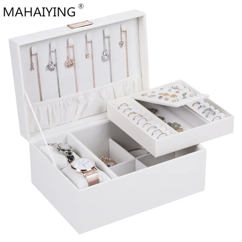 

Modern Separated Multifunctional Large Layout Jewelry Box Napawen PU Leather Home Receiver Box