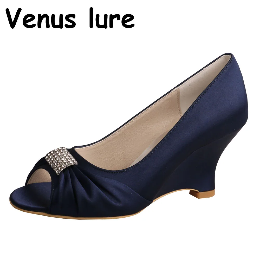 navy blue wedge shoes
