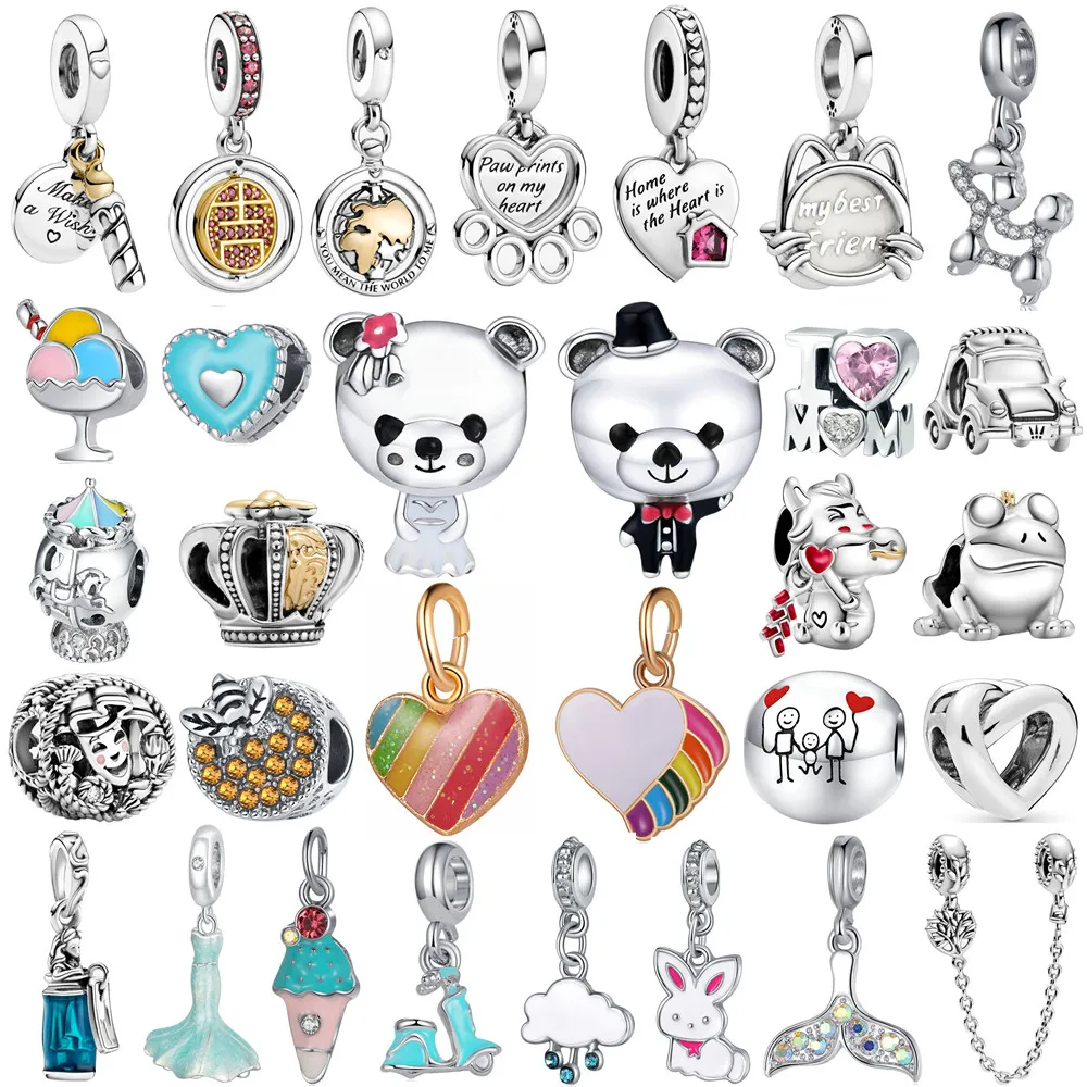 

1Pcs New Cute Bear Rabbit Frog Heart Car Motorcycle Bead Pendant DIY Bracelet Necklace Accessory Women Jewelry Making Gifts