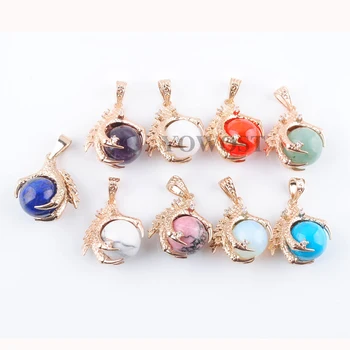 

5Pcs/lot Natural Stone Dragon Claw charm pendant Gem Round Ball Dragon Claw Crystal Reiki Chakra Pendants Bead Jewelry QBN308