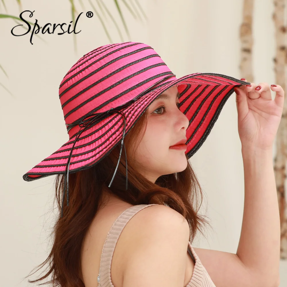 Солнцезащитная шапка Sparsil женская двухцветная в полоску хлопковая дышащая Кепка