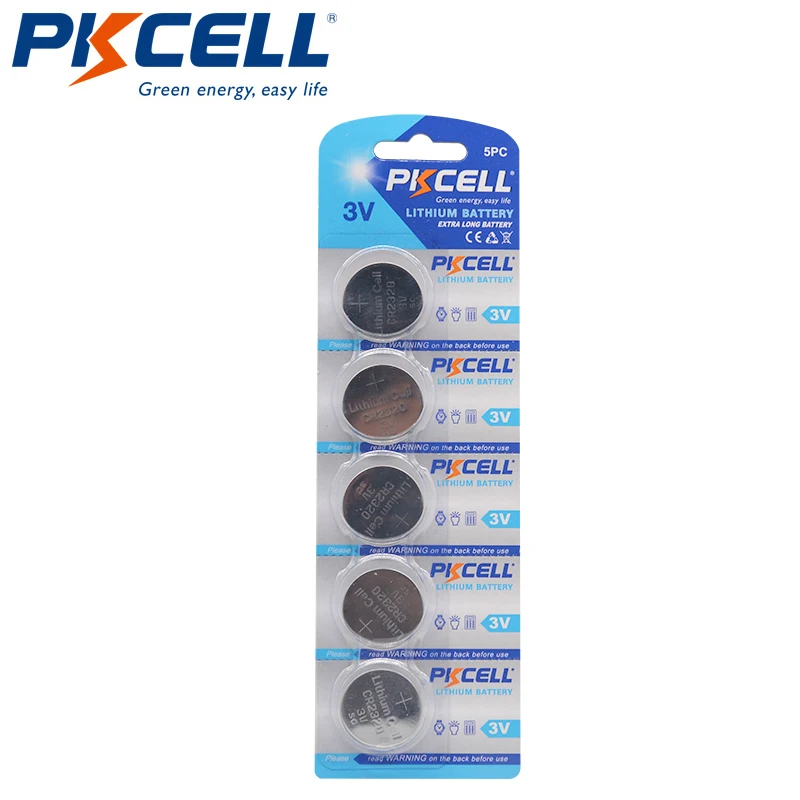 5 шт. PKCELL CR2320 DL2320 3V литиевая Кнопка монета батарея 130mah батареи для автомобильного