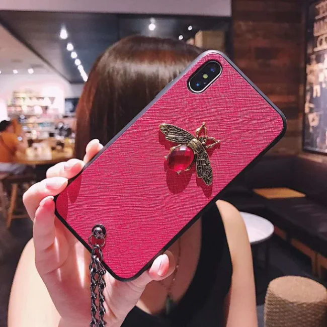 Модный бриллиантовый браслет для iPhone 7 8 Plus Deluxe Bee чехол для телефона для iPhone X/XS/XR/XS MAX/6 6s Plus - Цвет: 1H