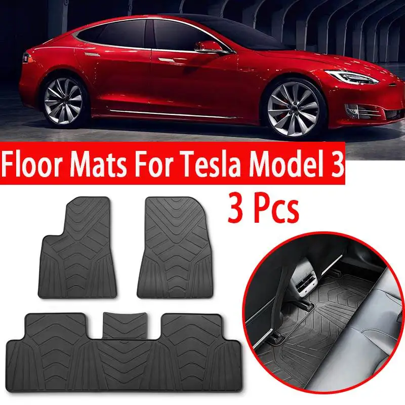 

Professinoal Autoleader Odorless Mat Rubber Car Floor Mats for Tesla Model 3 2017-2019 Foot Pads Automobile Carpet Car Covers