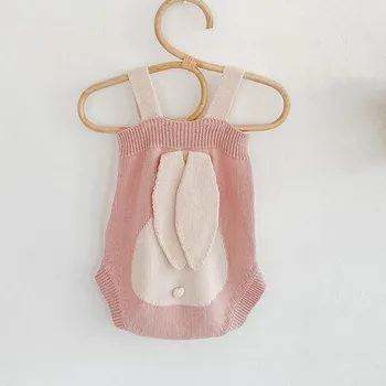 

Infant Baby Girls Knitted Bodysuits Cute Rabbit Pattern Autumn Sleeveless Kids Overalls Cotton Baby Girl Jumpsuit 0-24M