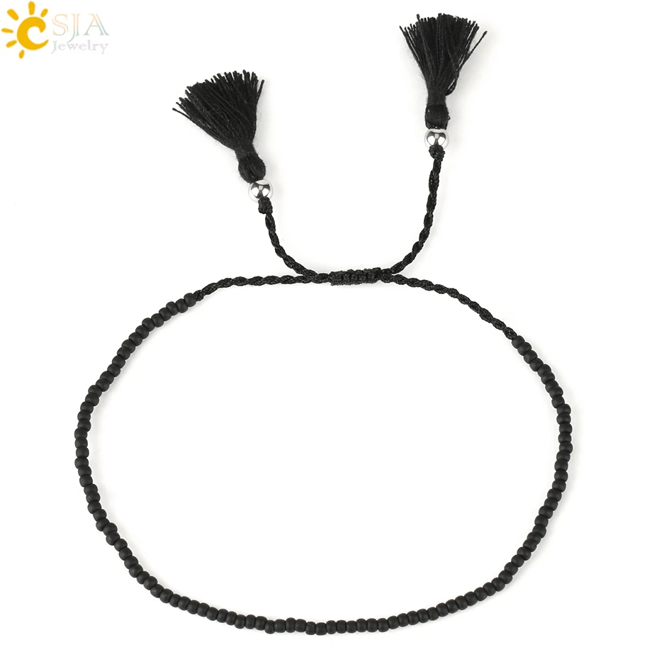 CSJA Trendy Japan Bracelets Toho Beaded Bead Miyuki Bracelet for Women Round Beads Adjustable Tassel Charms Pulsera Jewelry S499 - Image 2