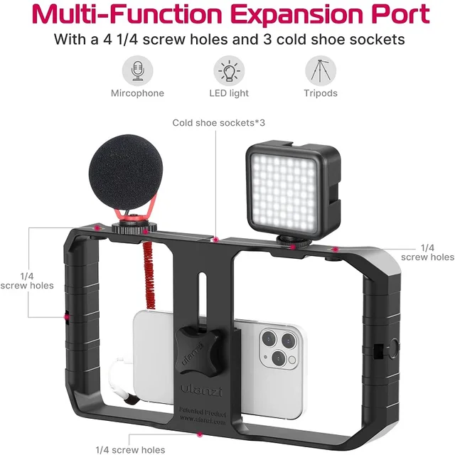 Ulanzi Smartphone Cage Filmmaking Case Small U Rig Hand Grip Phone Video Stabilizer With Cold Mount for iPhone 13 14 15 Android 3