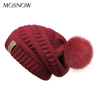 

Winter Hat Woman Beanie Pompom Fashion Fur Pompom Hats Skullies Casual Women'S Cap Knitted Bonnet Girl 'S Hat Female Slouchy Hat