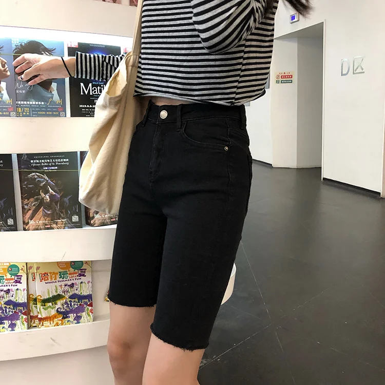 Хит, женские короткие джинсы, feminino, летние джинсовые шорты, рваные, высокая талия, высокая эластичность, прямые, boody, шорты, spodenki damskie