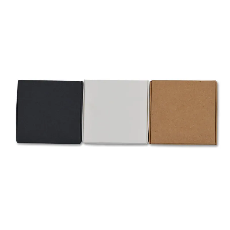 

7*7*2.2cm White Kraft Paper Box Black Cardboard Gift Packaging Box Natural Brown Wedding Favor Candy Box Present Carton Boxes